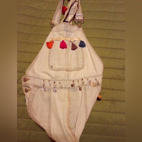 Handmade Gap overalls bohemian hobo bag - Picture 3 of 13